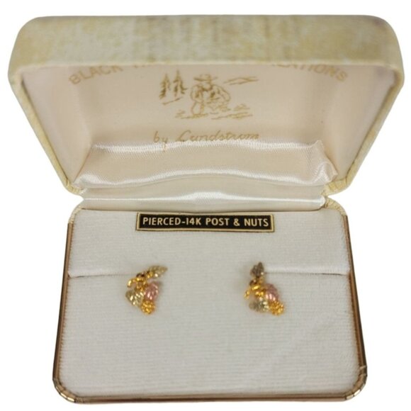 Landstrom's Jewelry - Landstroms Black Hills Gold Grapevine Earrings 14K Pierced Post & Nuts With Box